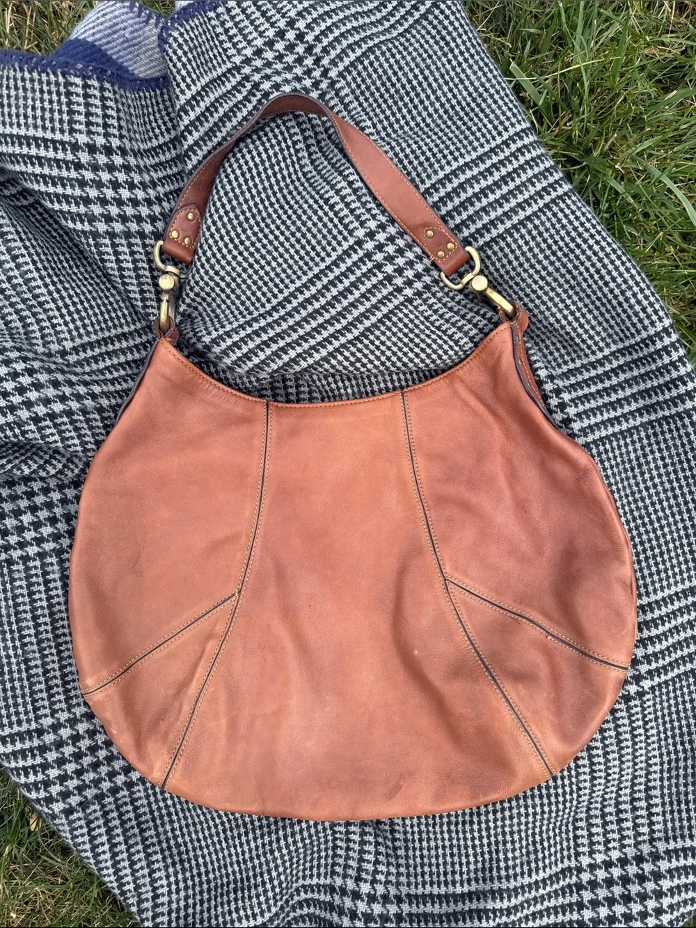 The Limited Cognac Leather Hobo Shoulder Bag